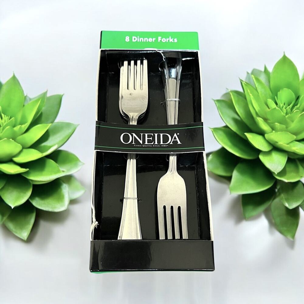 NEW ONEIDA TRESS SET OF 8 Stainless Flatware DINNER FORKS NEW In Box FAST SHIP